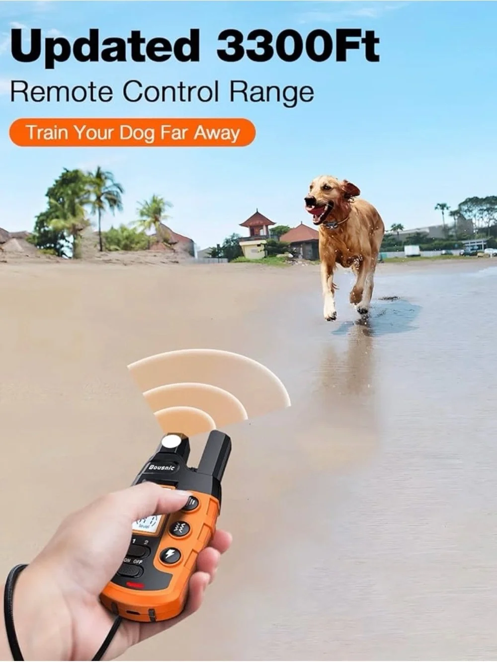 🐶 Bousnic Dog Training Collar with Remote – 3300 ft Range (Orange)